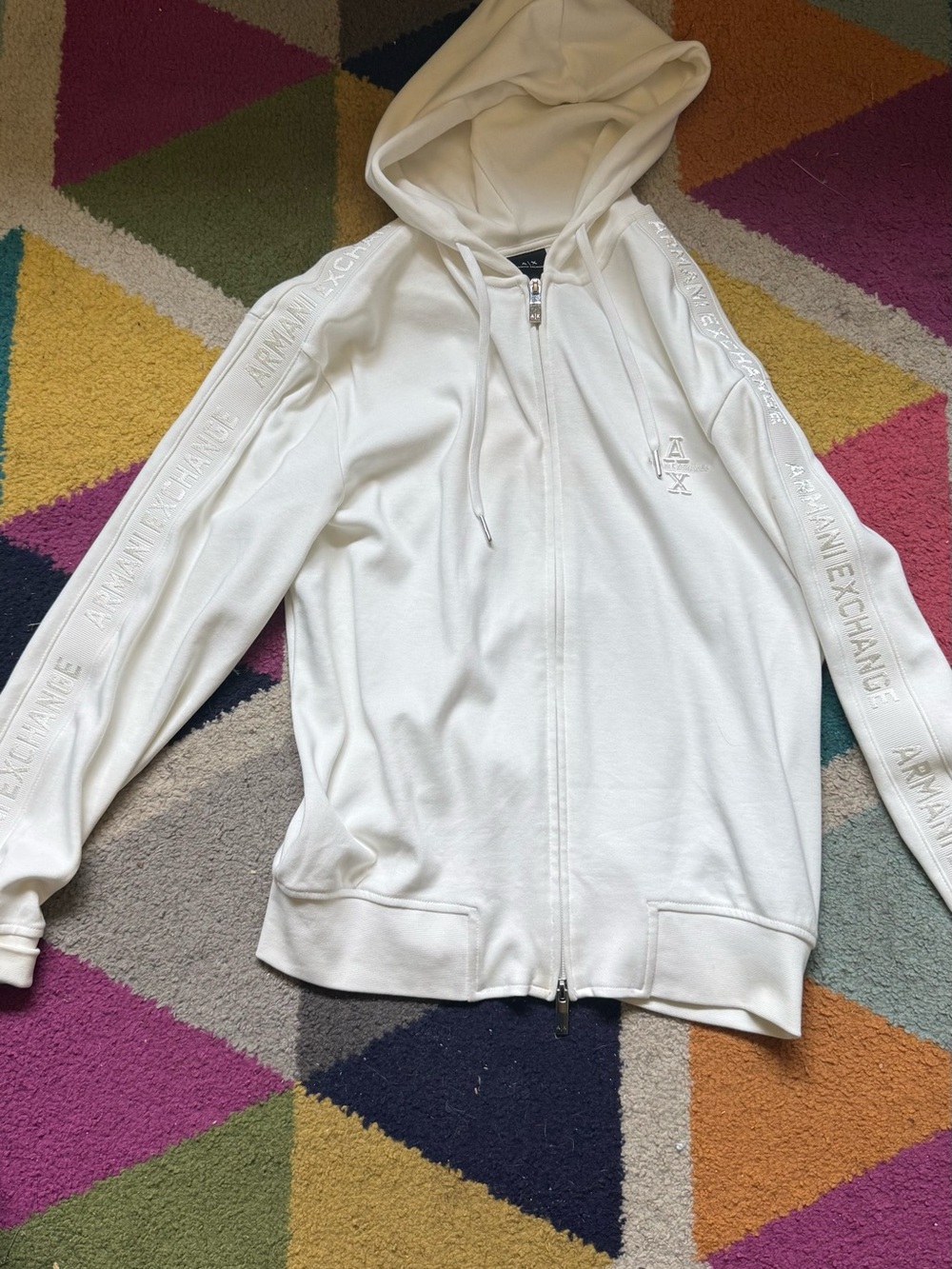 Armani Exchange Women's White Hooded Zip-Up Jacket